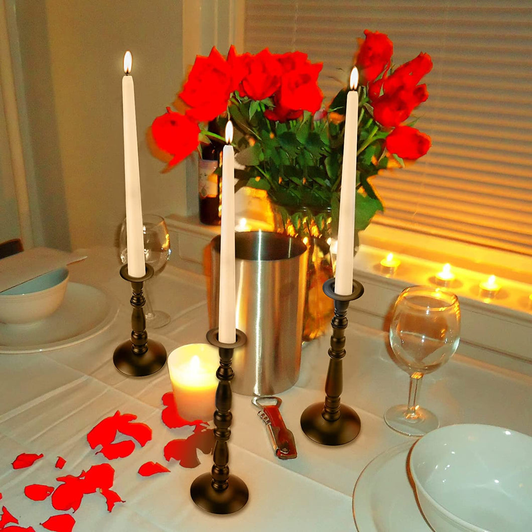 3 Pcs Black Matte Taper Candle Holder Rust-Proof Candle Stick