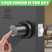 Load image into Gallery viewer, FITNATE Smart Door Knob Biometric Door Lock with App Control for Bedroom, Apartment, Hotel, Office, Matte Black
