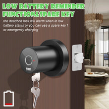 Load image into Gallery viewer, FITNATE Smart Door Knob Biometric Door Lock with App Control for Bedroom, Apartment, Hotel, Office, Matte Black

