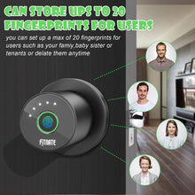 Load image into Gallery viewer, FITNATE Smart Door Knob Biometric Door Lock with App Control for Bedroom, Apartment, Hotel, Office, Matte Black
