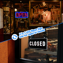 Load image into Gallery viewer, FITNATE Open &amp; Closed Neon Signs, Double-Sided 3D Mirror LED Light Sign for Business, 10 Lighting Modes, Plug-in 12V/2A Safe Power Supply, Hanging Chain Included, 21.26"x9.84"
