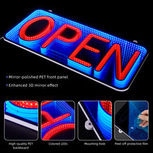Load image into Gallery viewer, FITNATE Open &amp; Closed Neon Signs, Double-Sided 3D Mirror LED Light Sign for Business, 10 Lighting Modes, Plug-in 12V/2A Safe Power Supply, Hanging Chain Included, 21.26"x9.84"
