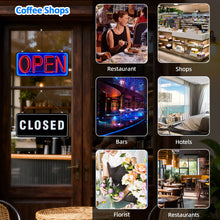 Load image into Gallery viewer, FITNATE Open &amp; Closed Neon Signs, Double-Sided 3D Mirror LED Light Sign for Business, 10 Lighting Modes, Plug-in 12V/2A Safe Power Supply, Hanging Chain Included, 21.26"x9.84"
