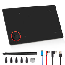 Load image into Gallery viewer, IMAGE Portable Graphics Drawing Tablet 8.9*5.3 Inch with 8192 Levels Battery-Free Pen and 1 Magic Circle 4 Hot Keys, Compatible with Windows/Mac/Android for Painting, Design &amp; Online Teaching, Black
