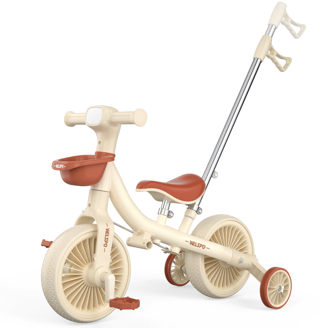 balance bike with detachable pedals WELSPO 5-in-1 Toddler Tricycle with Push Handle, Kids Balance Bike, Ba – brainydeal