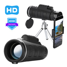 Load image into Gallery viewer, Monocular Telescope, Outlife 40X60 BAK4 Prism &amp; FMC, HD Night Vision with Phone Clip and Tripod for Bird Watching, Car Racing,Horse Racing, Hiking, Boating and Sightseeing
