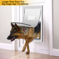 XL Larger Pets Deluxe Aluminum Dog & Cat Pet Door with Locking Panel for Screens, Glasses, Doors & Walls White