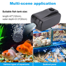 Load image into Gallery viewer, Aquarium Air Pump, Adjustable Air Pump with Dual Outlet, Air Stones &amp; Silicone Tubes, Low Noise Fish Tank Oxygen Pump for Aquariums, Fish Tanks, Seafood Ponds

