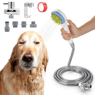 Pet Shower Sprayer, Dog Combing Shower Sprayer with Hose & Diverter for Dogs & Cats, Ideal Pet Bath Brush Sprayer Set for Indoor, Outdoor Bathing, Grooming, Massaging & More