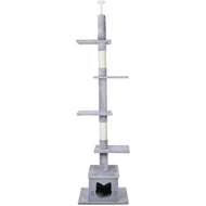 Ownpets Floor to Ceiling Cat Tree 6 Tiers Cat Tower Fit for 7-9 Feet Ceiling with Cat Condo and Sisal Post Scratcher for Indoor Grey Adjustable Height [90-108Inches=229-275cm]