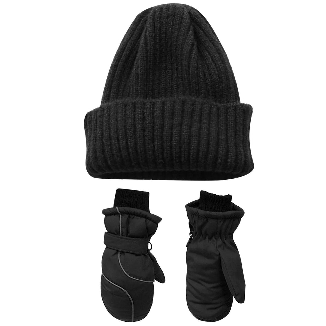 Winter Beanie Hat & Snow Mitten Gloves Set for Boys Girls