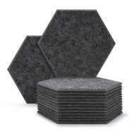 12 Packs Acoustic Absorption Panels, AGPTEK 11.8 x 10.2 x 0.35 Inches Hexagon Absorption Panel, Acoustic Soundproofing Insulation Panel Tiles, Great for Wall Decoration and Acoustic Treatment (Dark gray)