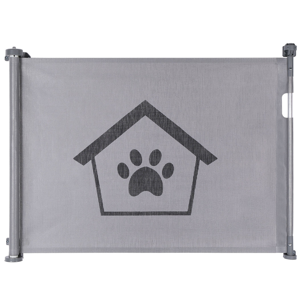 Ownpets Retractable Baby Gate 33 Inches Tall, Extends to 59 Inches wide, Mesh Retractable Dog Gate for Indoor and Outdoor Use (Grey)