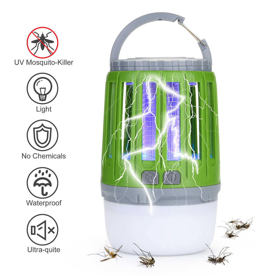 ODOLAND 2 in 1 LED Mosquito Killer Camping Light Lamp, USB Rechargeable Mosquito Zapper Light For Bedroom, Garden, Camping