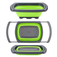 HK Over The Sink Collapsible Colander Kitchen Food Strainer 6-quart Capacity Strainers and Colanders with Extendable Handles Ideal For Washing Fruits, Vegetable, etc. BPA Free (Green)