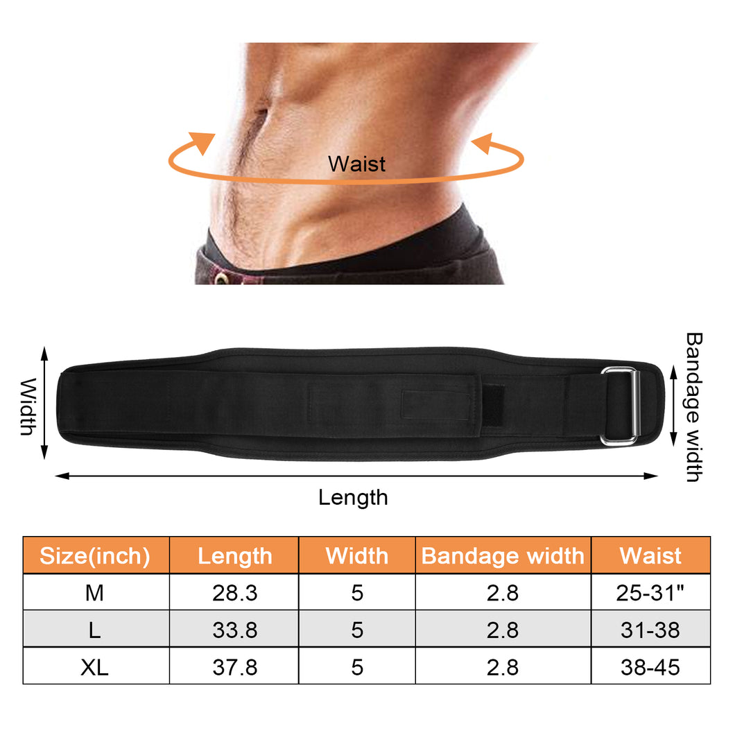 Weight Lifting Belt, Oodoland Unisex Nylon Pressure Weightlifting Belt with Velcro, Gym Fitness Back Support Belt for Men & Women, Squats, Lunges Deadlift, Thrusters & More Workouts ¨C Black