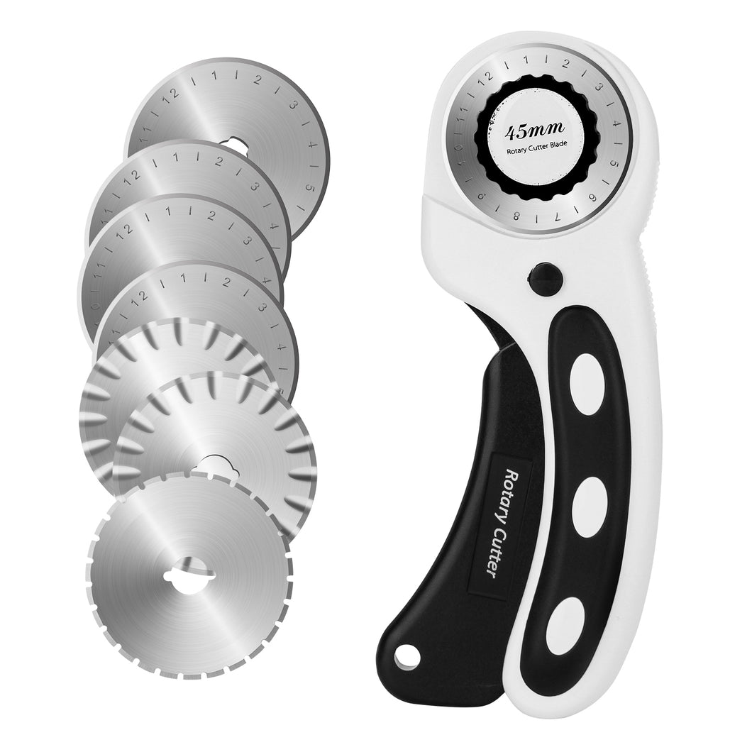 AGPtek 45mmRotary Cutter with 7 Replacement Rotary Blades & Safety Lock for Precise Cutting Ideal for Sewing Fabric Leather Quilting & More