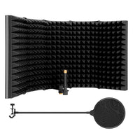 Microphone Isolation Shield, AGPtEK 5 Foldable Absorbing Foam Reflector Folding Panel, with Mic Pop Filter, Flexible & Durable, for Any Condenser Microphone Recording Equipment (5 Fold-Larger Size)