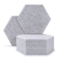 12 Packs Acoustic Absorption Panels, AGPTEK 11.8 x 10.2 x 0.35 Inches Hexagon Absorption Panel, Acoustic Soundproofing Insulation Panel Tiles, Great for Wall Decoration and Acoustic Treatment (silver gray)