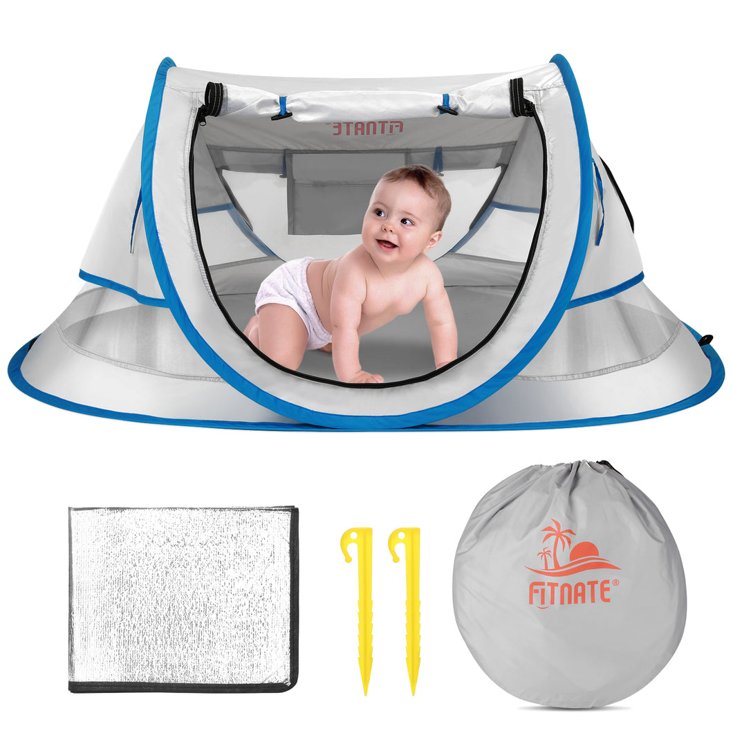 Baby Beach Tent, FINATE Baby Tent for Beach UPF 50+ & UV Protection, Waterproof, Breathable & Portable, Pop Up Travel Tent Baby Mosquito Net with 1 Moisture-proof Pad, 1 Travel Bag & 2 Pegs