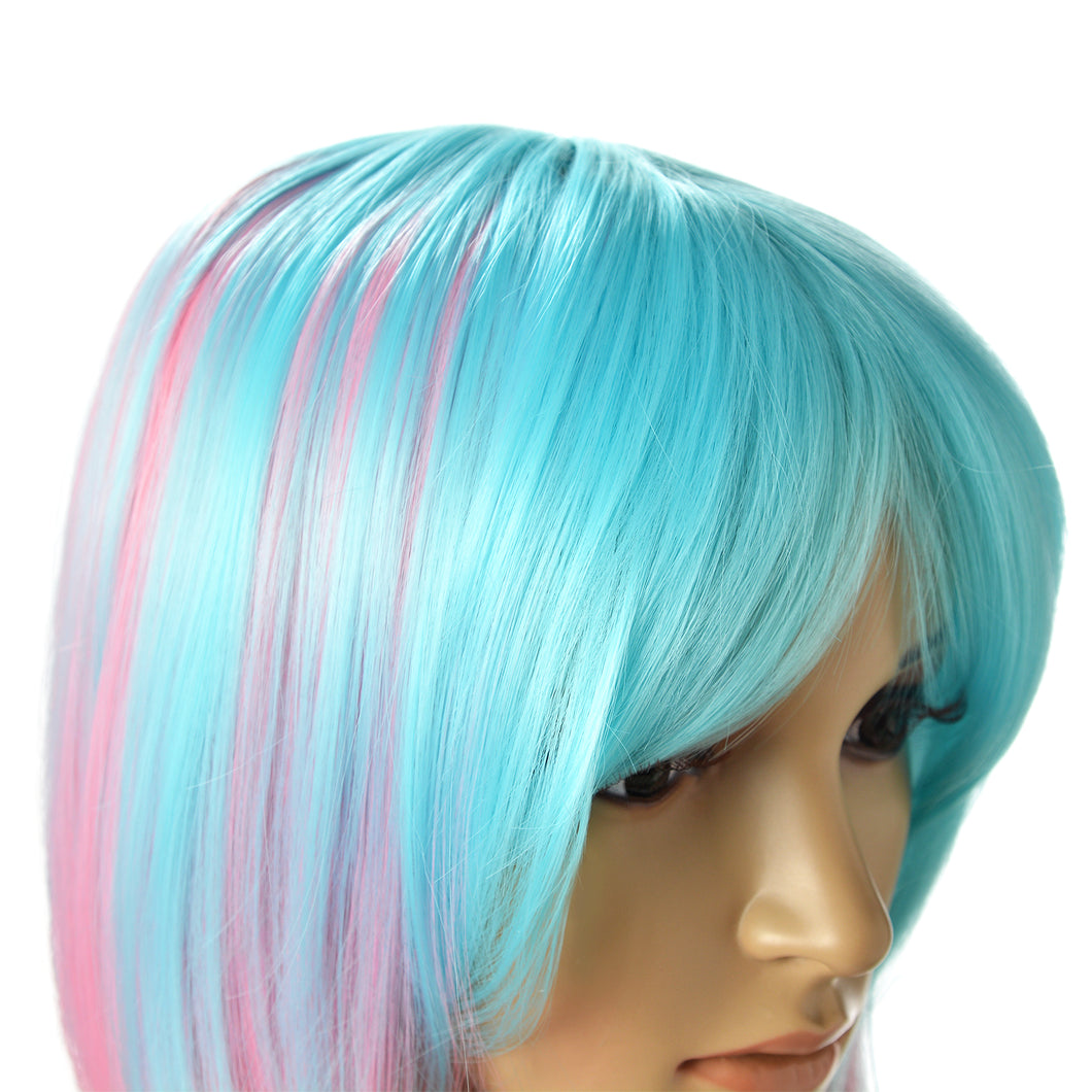 AGPTEK Multi-Color Ombre Short Bob Wig, Shoulder Length Women's Cosplay Party Halloween Costume Soft Synthetic Lace Full Wig with Free Stretchable Hairnet