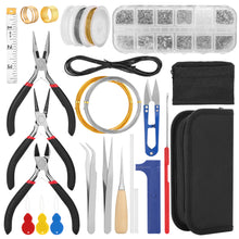 Load image into Gallery viewer, Jewelry Making Supplies Finding Kit Pliers Ribbon Ends Eye Pins Earring Hooks for DIY Craft
