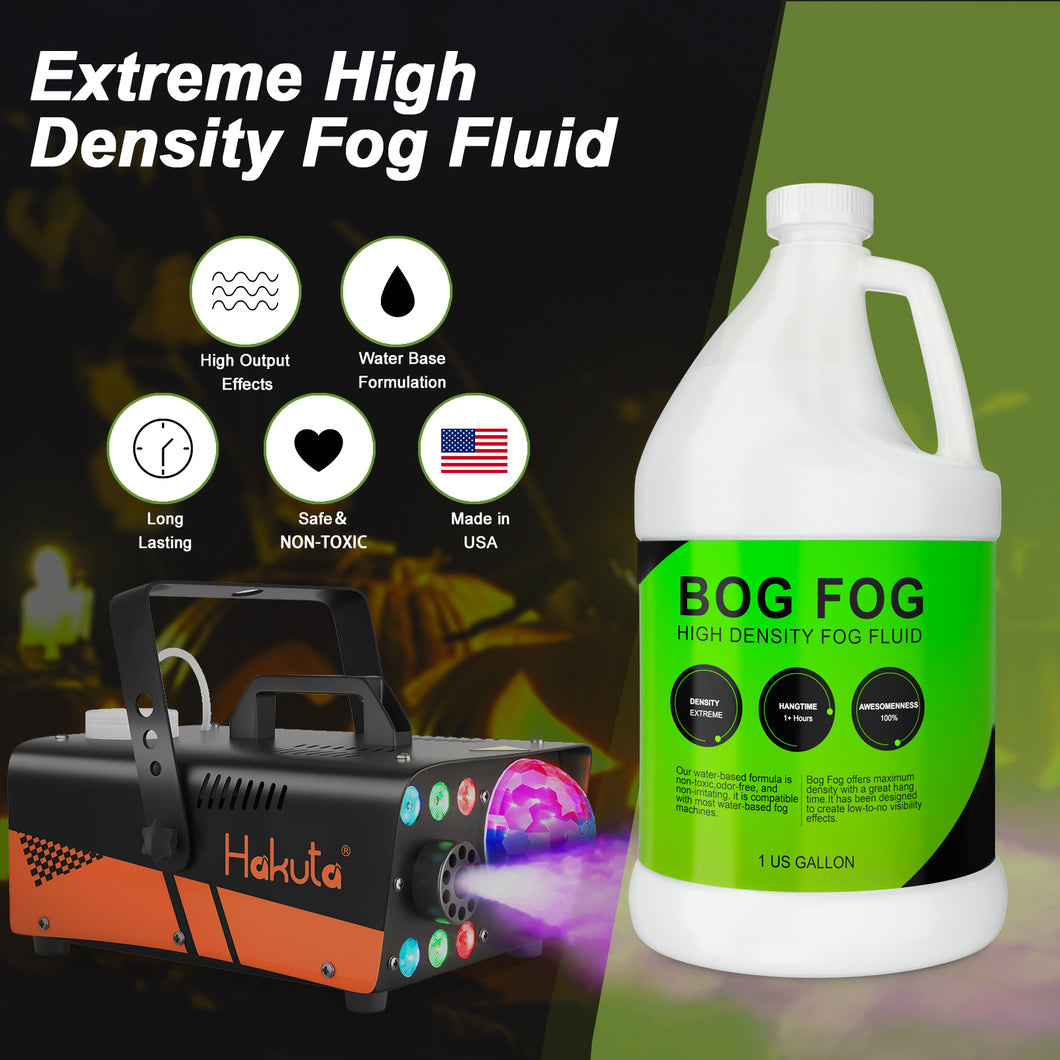 Bog FOG, High Density Fog Juice, Extreme High Density Fog Fluid Long 1 Hour Hang Time  for Halloween and Home Haunters, Theatrical Effects 1 Gallon