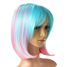 Load image into Gallery viewer, AGPTEK Multi-Color Ombre Short Bob Wig, Shoulder Length Women&#39;s Cosplay Party Halloween Costume Soft Synthetic Lace Full Wig with Free Stretchable Hairnet
