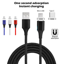 Load image into Gallery viewer, Black 3.0A Magnetic Micro USB Android interface Fast Charging Charger Data Sync Cable Cord
