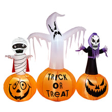 Load image into Gallery viewer, 5.9FT Halloween Inflatable Decorations, CAMULAND Halloween Inflatable Built-in LED Pumpkin Lights Blow Up Yard Decoration with Mummy, White Ghost and Death, Ideal for Garden, Yards and Lawns
