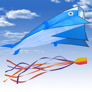 3D Kite Huge Frameless Soft Parafoil Giant Dolphin Blue
