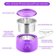 Fitnate Hair Removal Hot Wax Warmer Set Stylish Electric Hair Removal Heater 160℉ - 240℉ Control With 4 Pack of Wax Beans And 10 Sticks