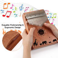 Kalimba 17 Keys Thumb Piano with Tuning Hammer for Beginners and Professionals