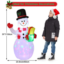 Load image into Gallery viewer, 5FT Snowman Inflatable Outdoor Decoration Rotating LED Lights Blow Up Christmas
