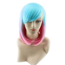 Load image into Gallery viewer, AGPTEK Multi-Color Ombre Short Bob Wig, Shoulder Length Women&#39;s Cosplay Party Halloween Costume Soft Synthetic Lace Full Wig with Free Stretchable Hairnet
