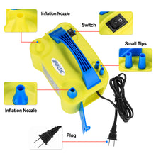 Load image into Gallery viewer, Electric Air Balloon Pump, AGPtEK Portable Dual Nozzle Inflator/Blower for Party Decoration - Yellow
