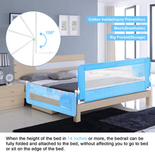 Load image into Gallery viewer, Odoland 59in Blue Swing Down Guardrail Baby Child Toddler Safety Bed Rail Foldable
