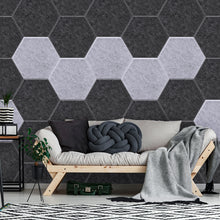 Load image into Gallery viewer, 12 Packs Acoustic Absorption Panels, AGPTEK 11.8 x 10.2 x 0.35 Inches Hexagon Absorption Panel, Acoustic Soundproofing Insulation Panel Tiles, Great for Wall Decoration and Acoustic Treatment (Dark gray)
