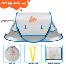 Load image into Gallery viewer, Baby Beach Tent, FINATE Baby Tent for Beach UPF 50+ &amp; UV Protection, Waterproof, Breathable &amp; Portable, Pop Up Travel Tent Baby Mosquito Net with 1 Moisture-proof Pad, 1 Travel Bag &amp; 2 Pegs
