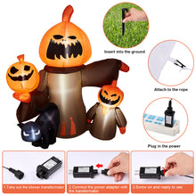 Load image into Gallery viewer, 5FT Inflatable Halloween Decorations, CAMULAND Halloween inflatable Pumpkin with Cats, Built-in LED Lights, Ropes, Inflatable LED Lights Blow Up outdoor Decor for Yard, Gardens and Lawns
