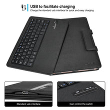 Load image into Gallery viewer, iPad Pro 10.5 Bluetooth Keyboard Case, AGPtek Ultra-Thin PU Leather Protection Case Stand with Detachable Wireless Bluetooth Keyboard for Apple iPad Pro 10.5 inch Tablet, USB Cable Included - Black
