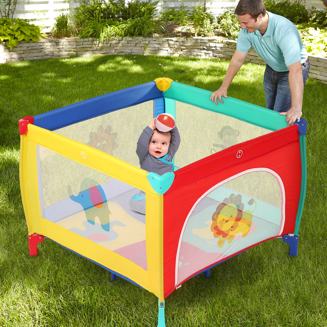 39''x 39'' Infant Toddler Foldable Playpen Playard Mattress Safety Rail Fence