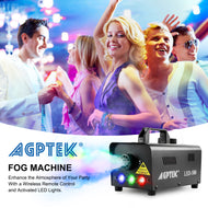 Fog Machine, AGPtEK Fog Machine with Wireless Remote Control &Colorful LED Light, 500 Watt Portable & Durable , Suitable for Halloween, Christmas, Wedding, Parities, DJ Performance& Stage Show etc.