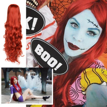 Load image into Gallery viewer, 33in Red Heat Resistant Curly Wavy Long Cosplay Halloween Wigs for Women
