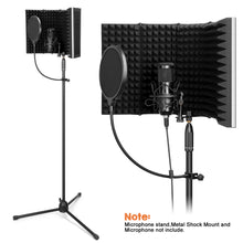 Load image into Gallery viewer, Microphone Isolation Shield, AGPtEK 5 Foldable Absorbing Foam Reflector Folding Panel, with Mic Pop Filter, Flexible &amp; Durable, for Any Condenser Microphone Recording Equipment (5 Fold-Larger Size)

