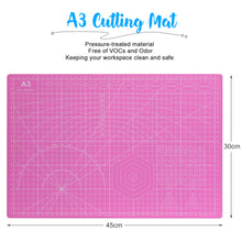 Load image into Gallery viewer, Pink 45mm Rotary Cutter Tool Kit w/ A3 Cutting Mat + Patchwork Ruler + Fabric Clips
