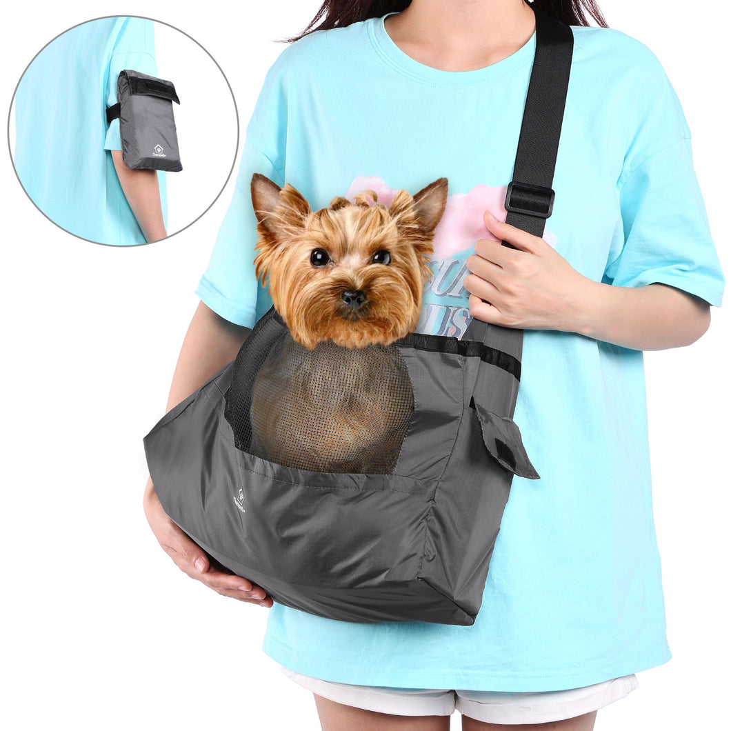 Pet Dog Sling Carrier Cats Travel Bag with Storage Pouch Walking Hiking Biking