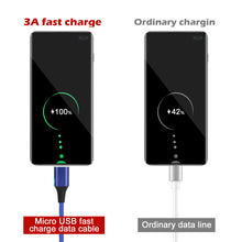Load image into Gallery viewer, Black 3.0A Magnetic Micro USB Android interface Fast Charging Charger Data Sync Cable Cord

