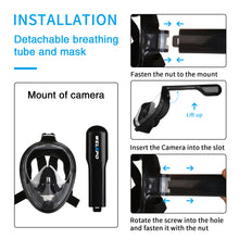 Load image into Gallery viewer, Black Full Face Mask Swimming Underwater Diving Snorkel Scuba For GoPro Glass Anti-Fog
