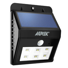 Load image into Gallery viewer, AGPtek Solar lights, Bright 6 LED Solar Powered Led Security Lights with Motion Sensor Wireless Waterproof Wall Lights
